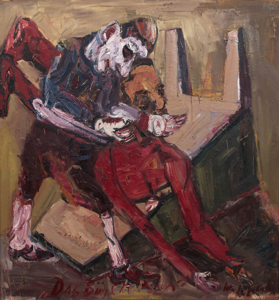 Walter Libuda, Das Bügeleisen, 1986, Öl auf Hartfaser, 130 x 42 cm (Repro: Christo Libuda)