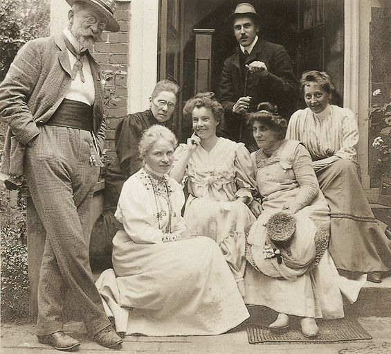 Paul Müller-Kaempff mit seinen Malschülerinnen, 1906