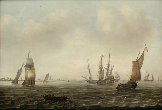 Justus de Verwer | Segelschiffe auf leicht bewegter See vor der Küste | o. J.