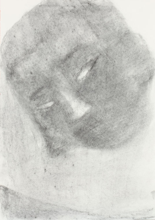 Leiko Ikemura | Black Head | 2008 | Kohle auf Papier | 59 x 42 cm | © 2017 Leiko Ikemura