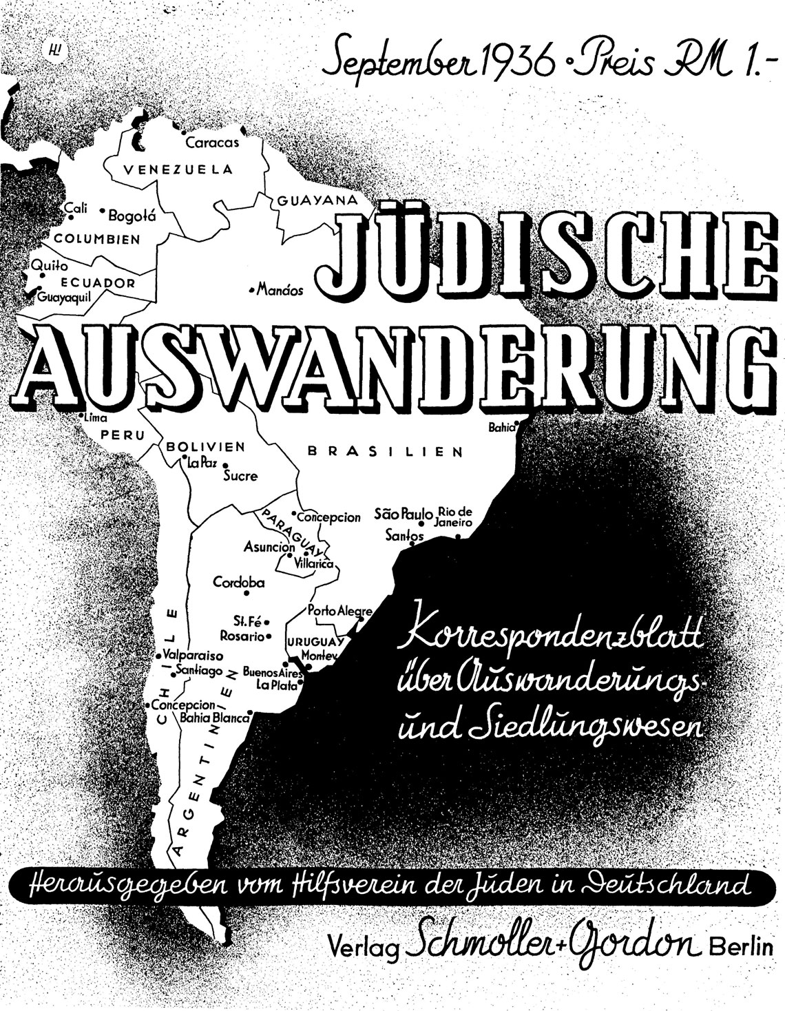Titel Korrespondenzblatt Jüdische Auswanderung vom September 1936