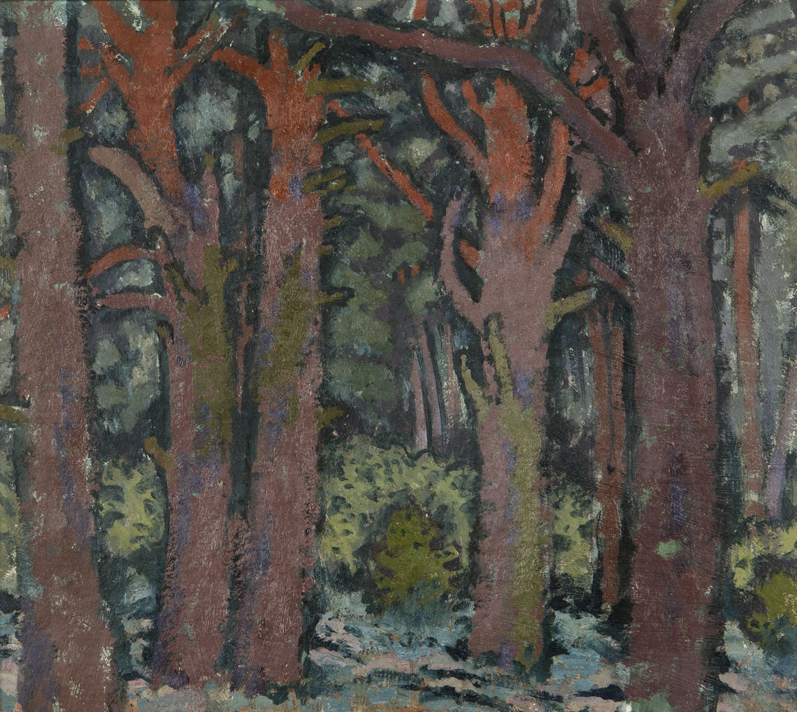 Otto Manigk | Blick in den Wald | 1940/41 | Öl auf Pappe | 34 x 36 cm | Dauerleihgabe der FAMAKunststiftung