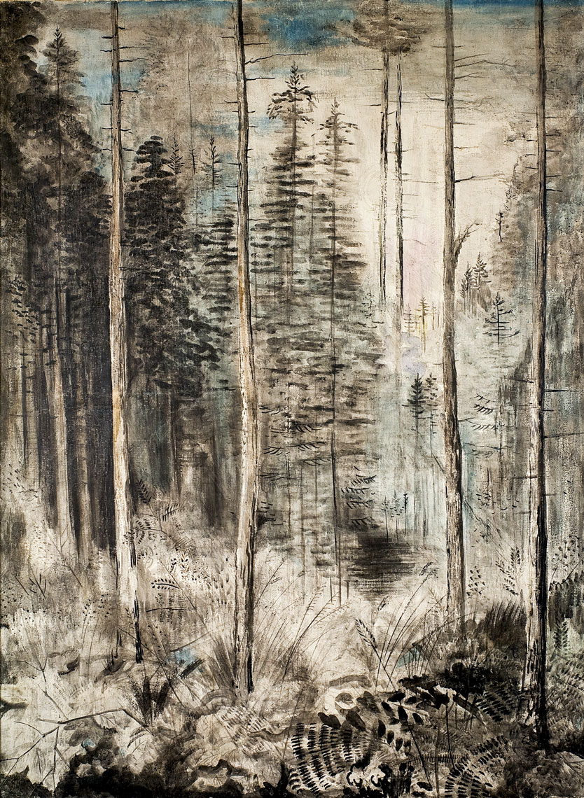 Alfred Partikel | Waldinneres | um 1936 | Mischtechnik auf Leinwand | 160,3 x 116 cm | Sammlung Kunstmuseum Ahrenshoop