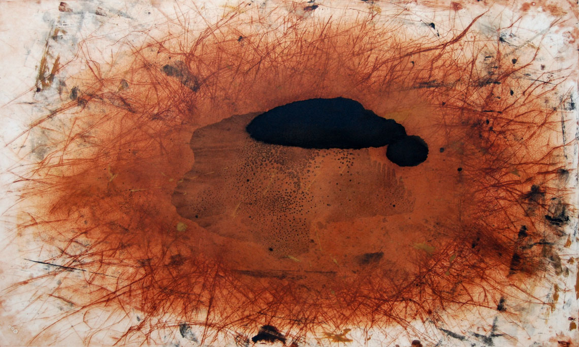 Inge Lise Westman | Das Böse IV | 2014 | Kupferdruck und Ölfarbe | 75 x 110 cm