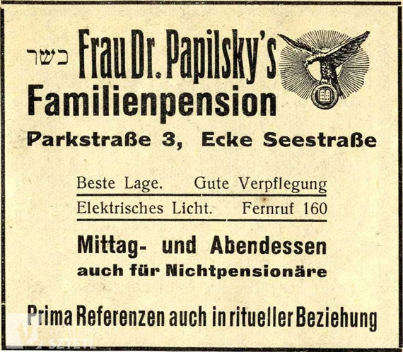 Annonce aus dem Israelitischen Familienblatt 1905