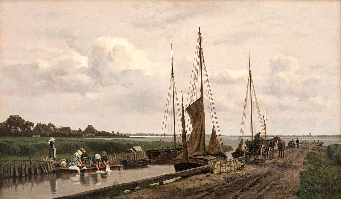 Carl Malchin | Hafen von Wustrow mit Wäscherinnen | um 1890