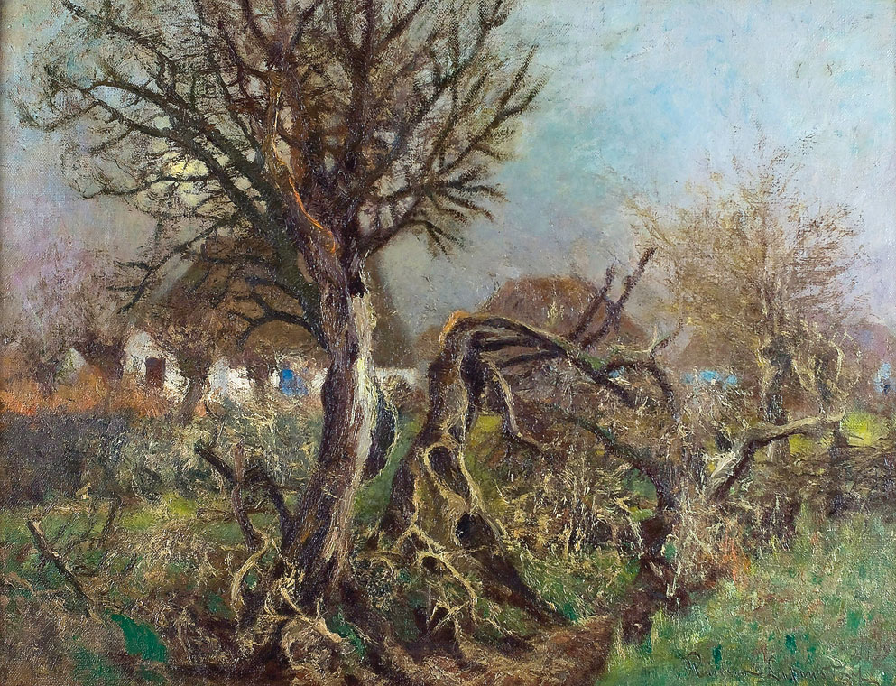 Hugo Richter-Lefensdorf, Alte Weiden am Dorfrand, 1899